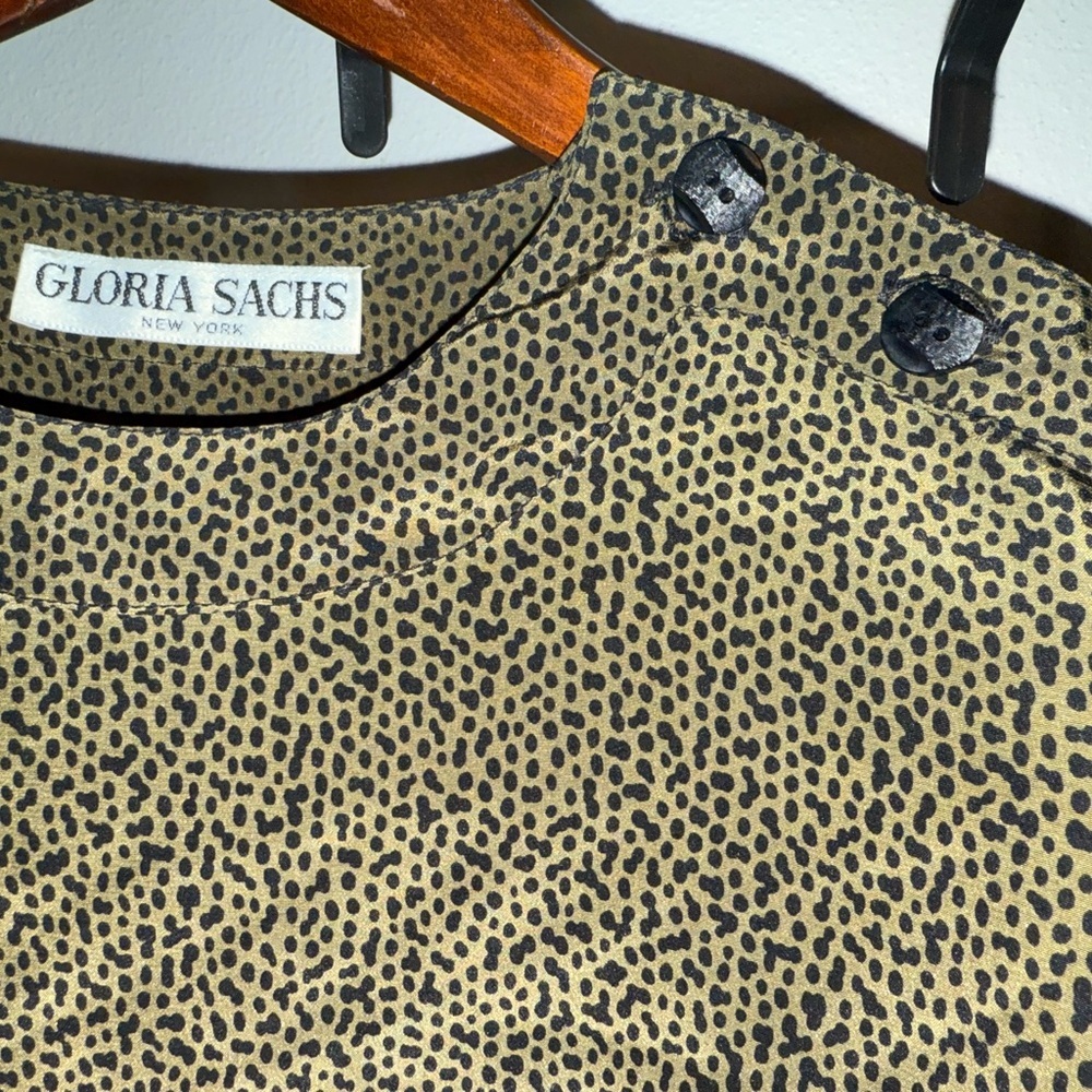 Designer VTG Gloria Sachs 100% Silk Matching Separates Blouse (6) Skirt (8) - Picture 3 of 7